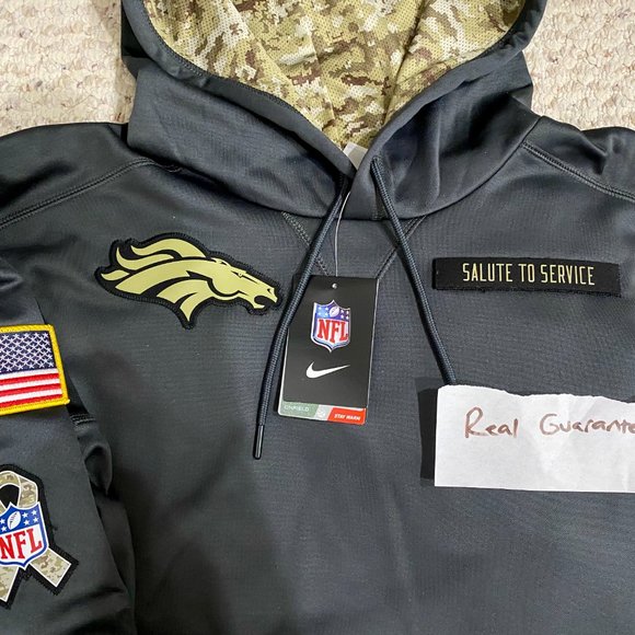 Nwt Rare XL 100% Nike 2016 Denver Broncos Salute To Service Hoodie (fits slim) - Picture 2 of 3